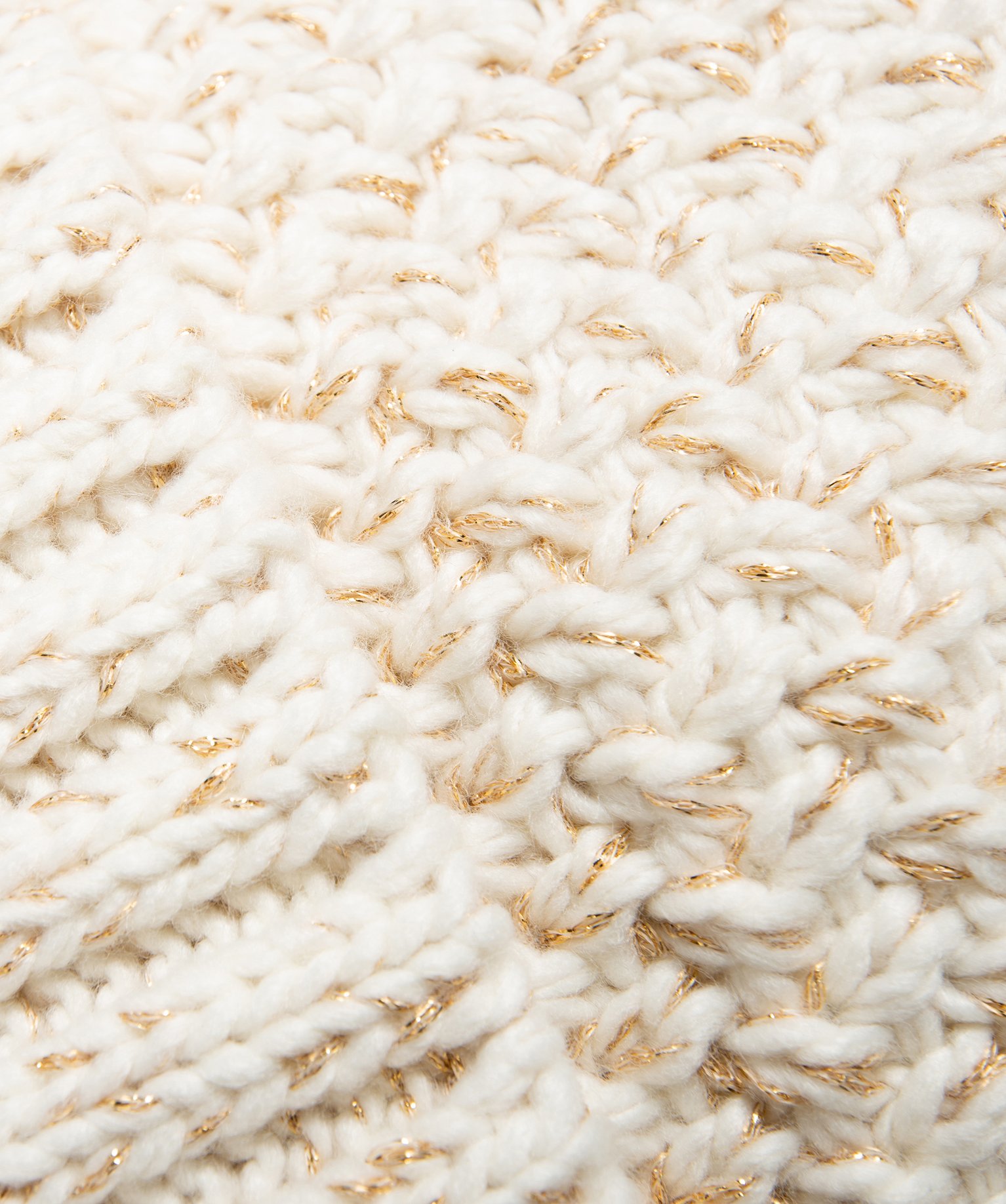 Bonnet fille en grosse maille brillante à pompon peluche beige | GEMO