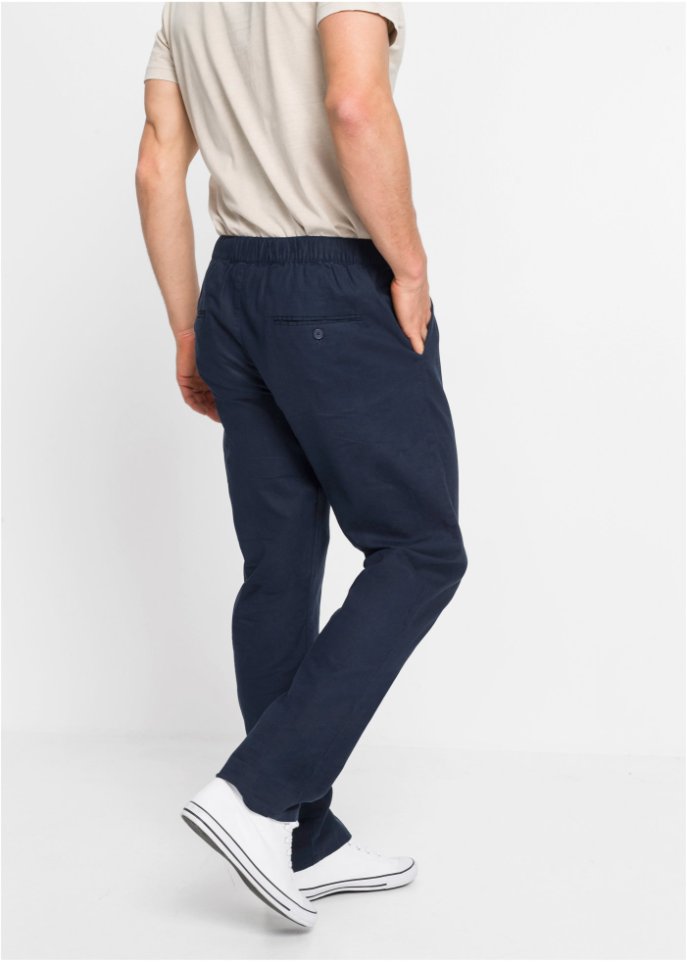 Regular Fit Chino-Schlupfhose mit Leinenanteil, Straight