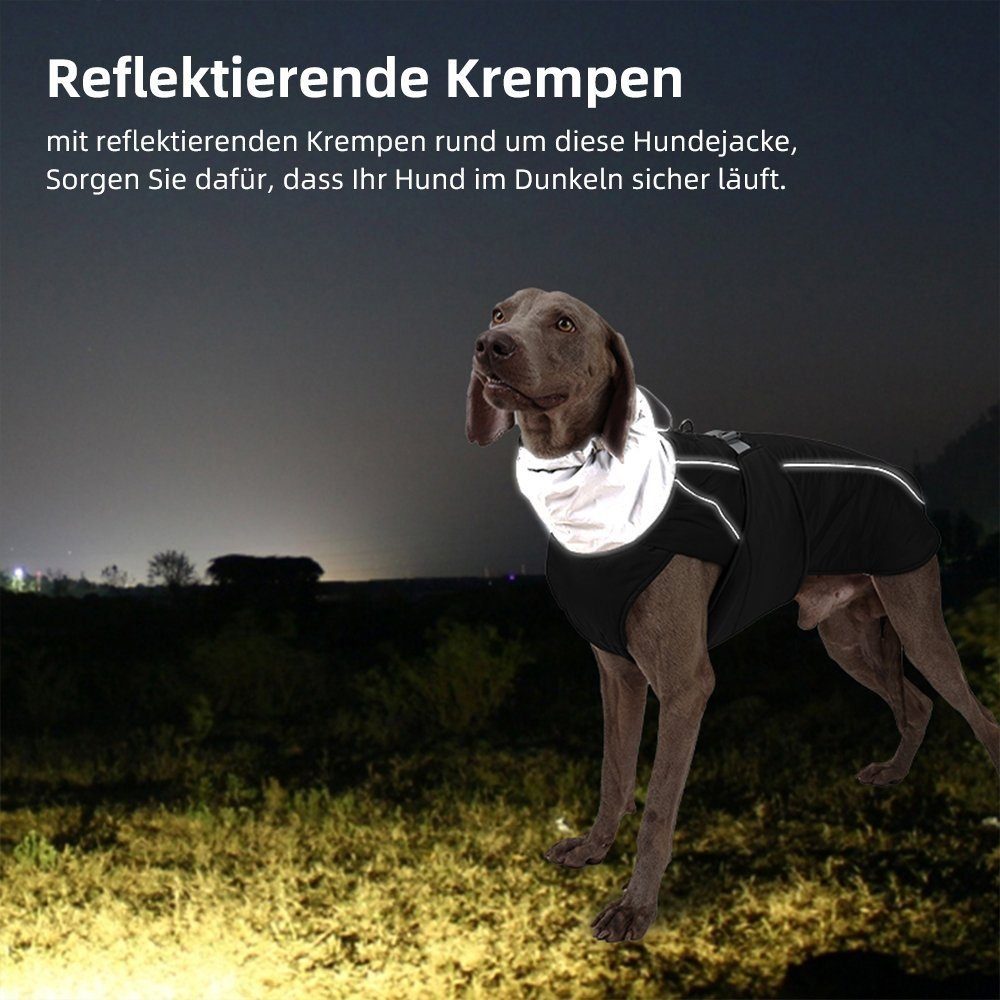 LAPA HOME Hundemantel Hund Wintermantel Wasserdicht Haustiermantel Hundejacke mit Stehkragen, Warm, Winddicht, Reflektierend Fleecejacke für Hunde Katzen