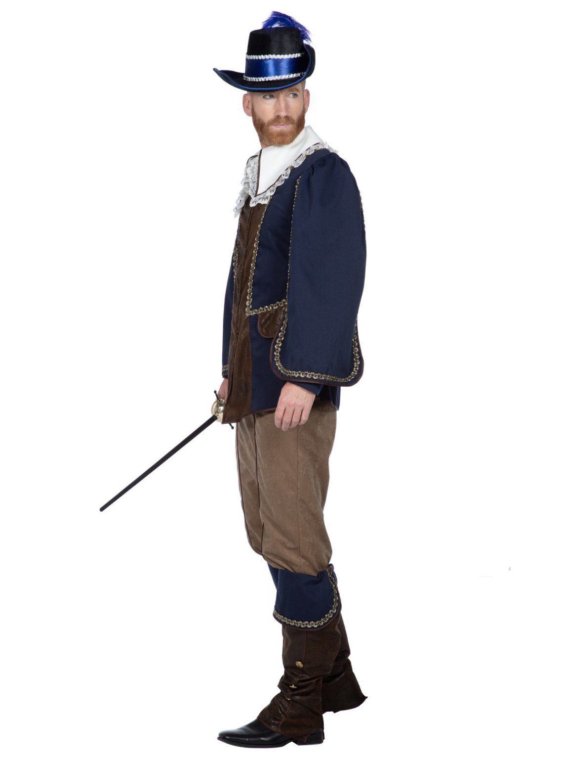 Metamorph Kostüm Blaues Musketier Kostüm für Männer, Barocker Edelmann mit Mantel und Hose