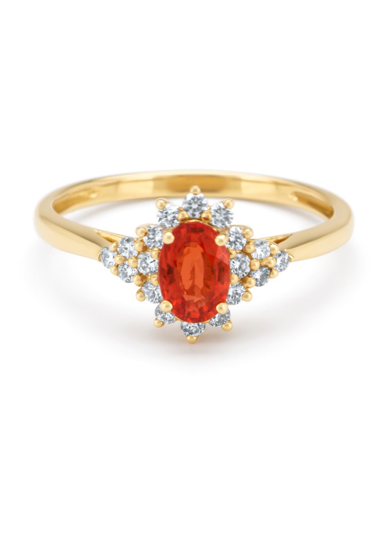 Anello Eden Diamond Point in oro giallo con zaffiro arancione da 0,60 ct