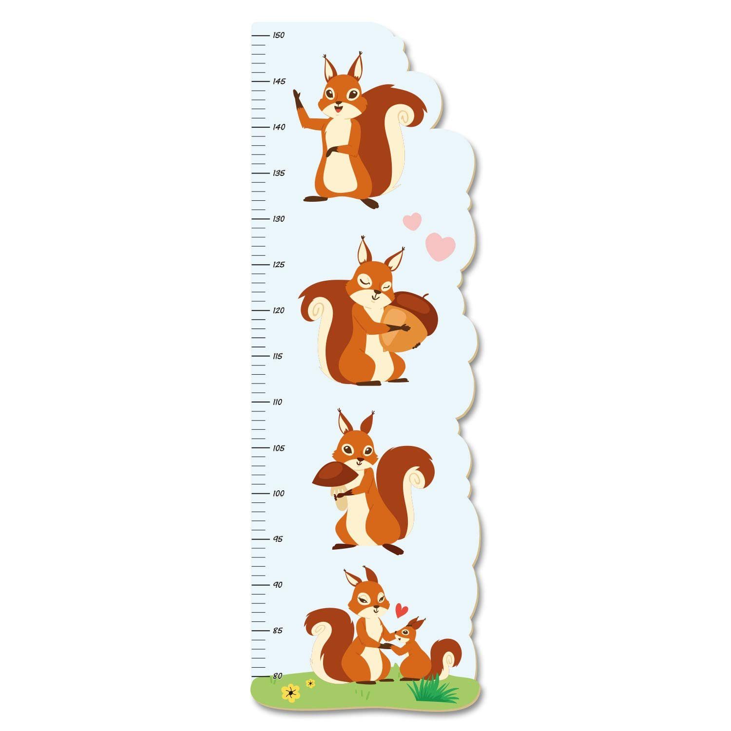 Kreative Feder Messlatte „Eichhörnchen“ für Kinder, Messlatte fürs Kinderzimmer im Norwegian Style; Messbereich 80–150 cm
