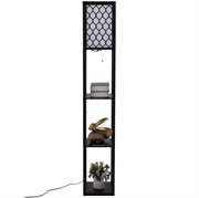 HOMCOM Stehleuchte mit Regalen E27 bis 40W für Wohn-/Schlafzimmer 26 x 26 x 160 cm Holz Schwarz
