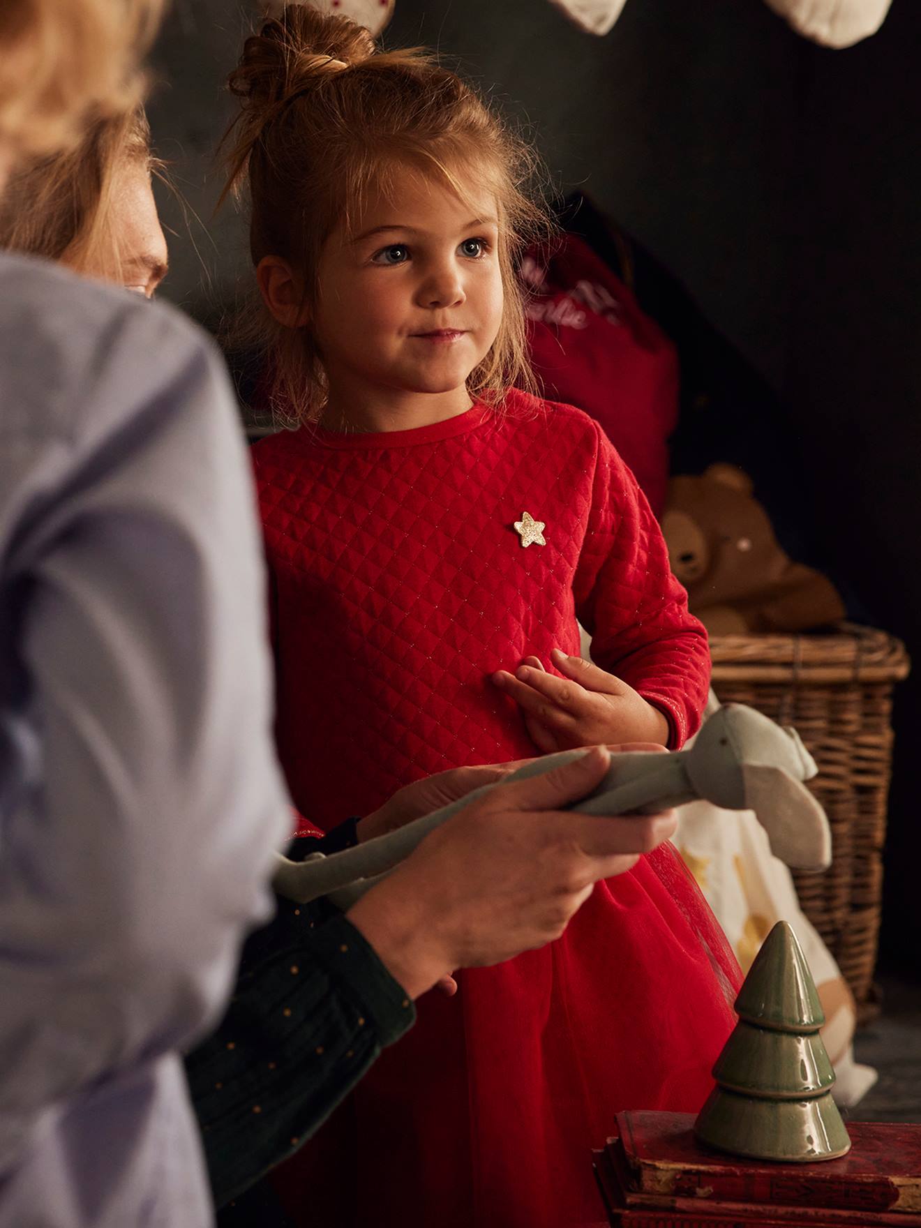 Vertbaudet Festliches Mädchen Kleid, Materialmix - grün