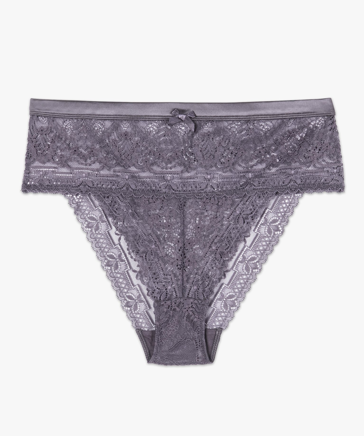 Tanga femme taille haute en dentelle et ceinture satinée | GEMO