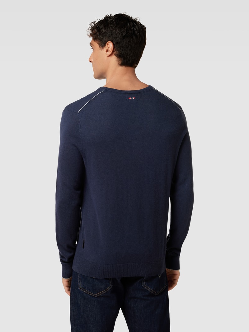 Longsleeve mit Label-Stitching Modell 'DAMAVAND' in marineblau