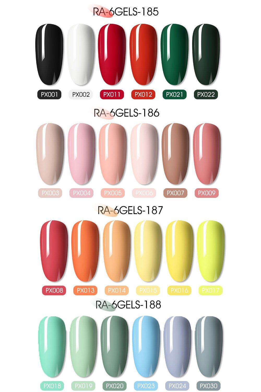 Scheiffy Nagellack-Set 6 Farben Gel Nagellack Set,Glitter Mehrfarbig,6 ml Nagelgel