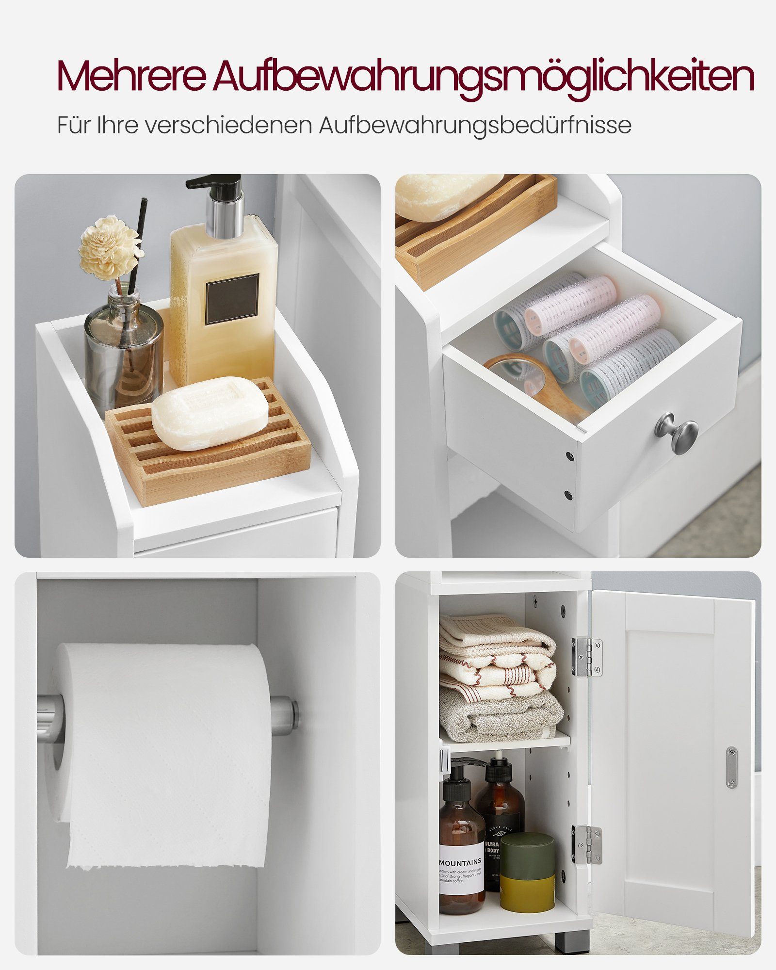 VASAGLE Badkommode Badezimmerschrank, verstellbare Ablage