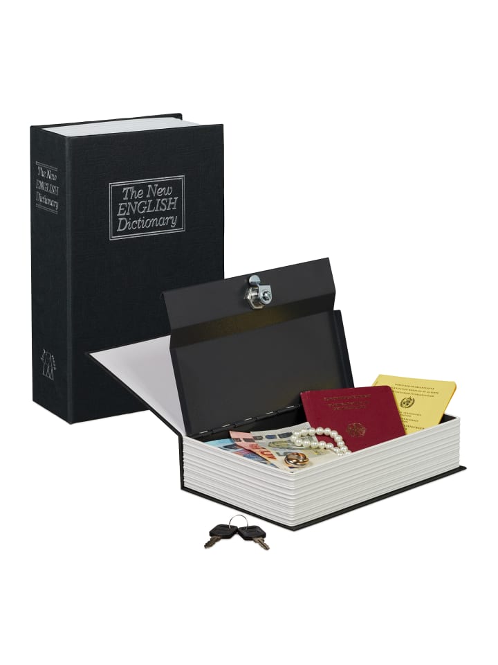 relaxdays Buchtresor Wörterbuch in Schwarz - (B)15,5 x (H) x (T)5,5 cm günstig kaufen onesize