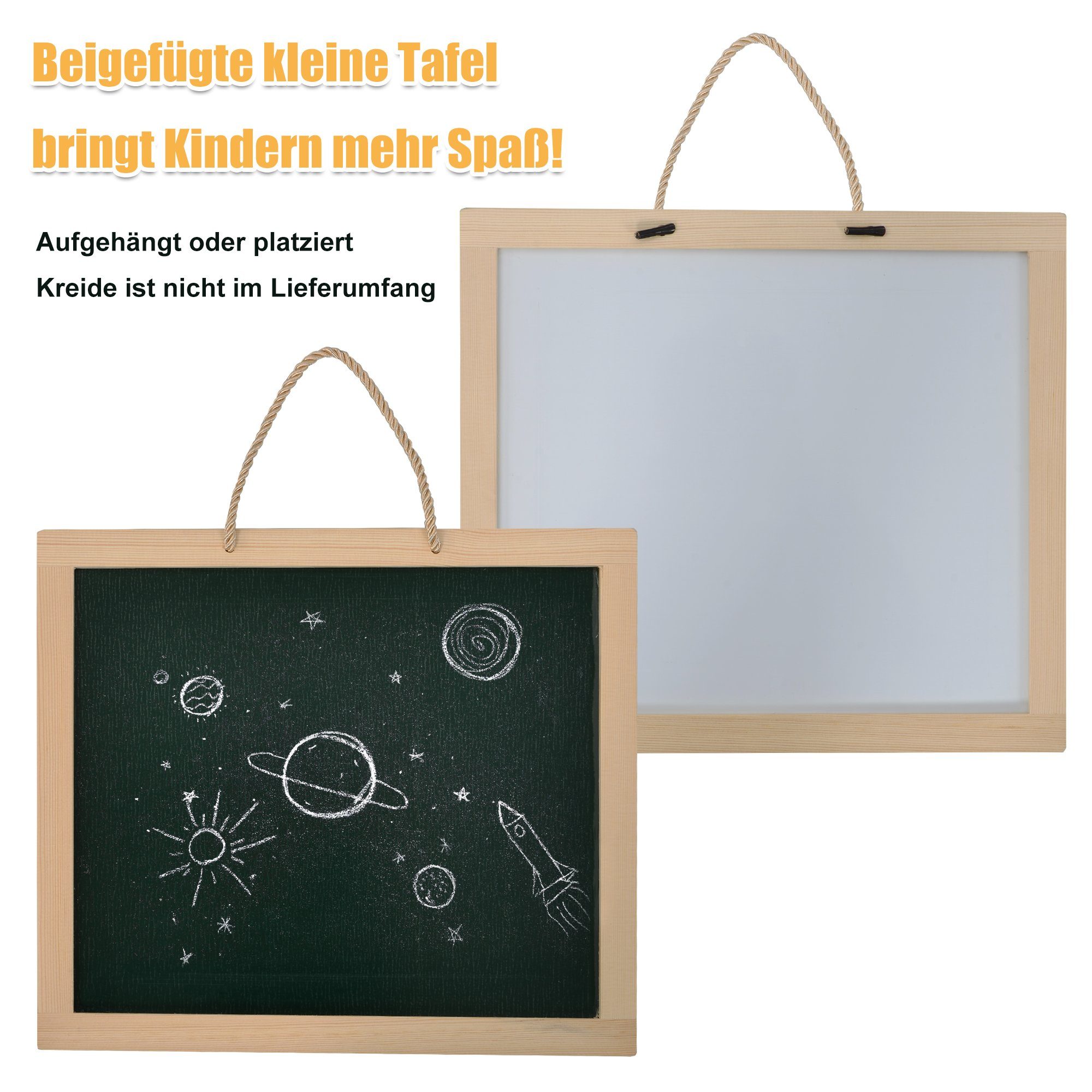 Flieks Massivholzbett (1-tlg), Kiefer Kinderbett Hausbett mit Tafel 90x200cm