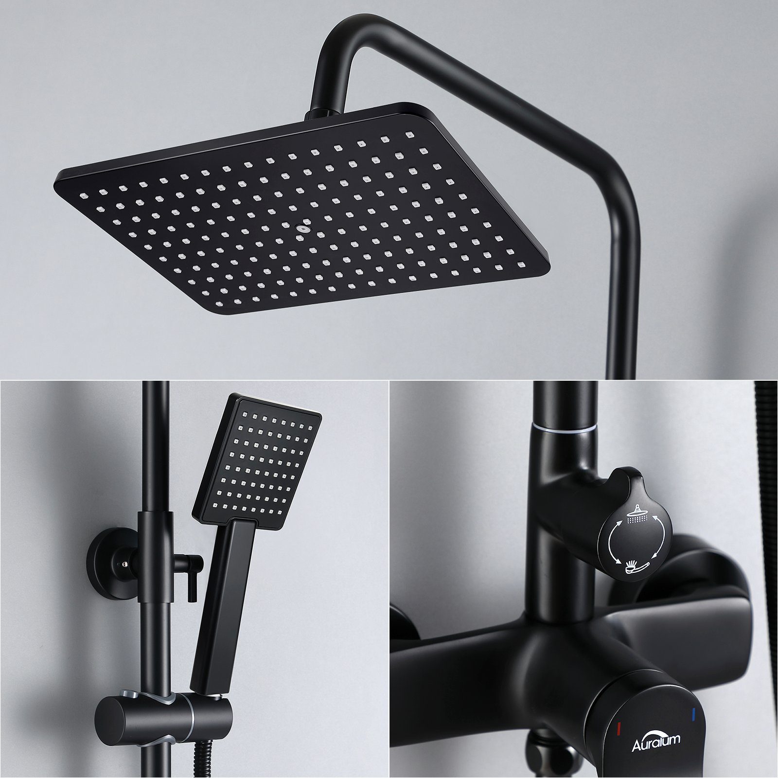 Auralum Brausegarnitur Brausegarnitur Duschsystem Höhe 120 cm Verstellbar mit Handbrause