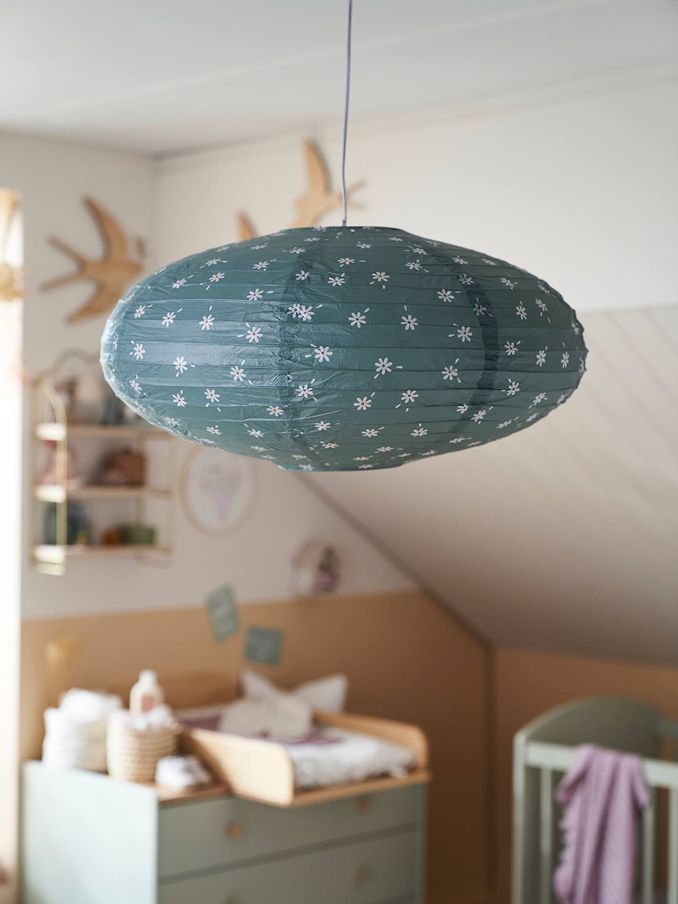 Abat-jour pour suspension boule en papier vert