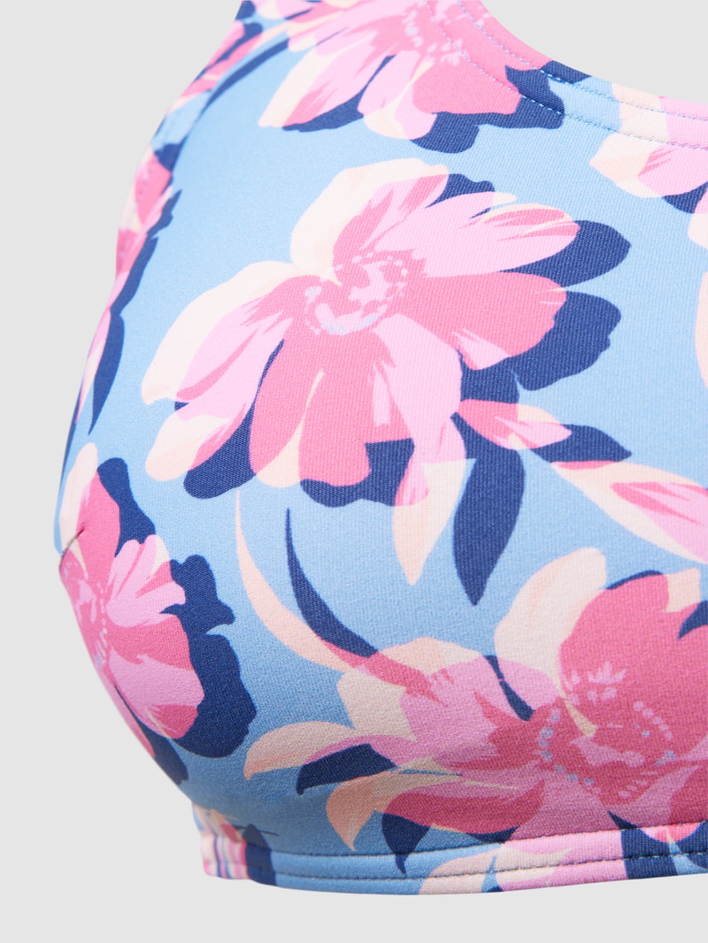 Bikini-Oberteil mit floralem Muster in ozean blau
