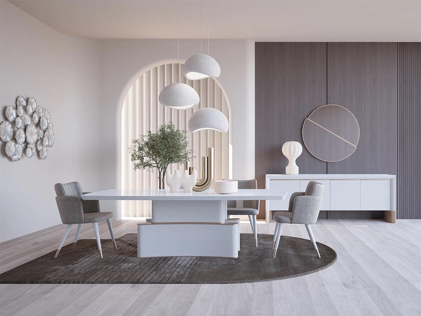 JVmoebel Esszimmer-Set Esszimmer Set Esstisch Design Sideboard Modern Möbel Essgruppe, (6-St., 1x Esstisch + 4x Stühle + 1x Sideboard), Made in Europa
