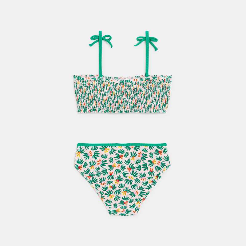 Maillot de bain 2 pièces fille à imprimé plantes rose Catimini