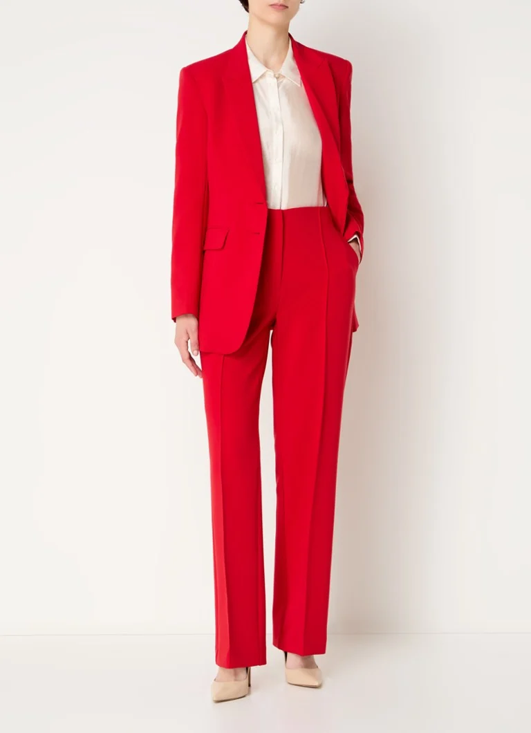 Expresso mid-waist straight-fit trousers with crease