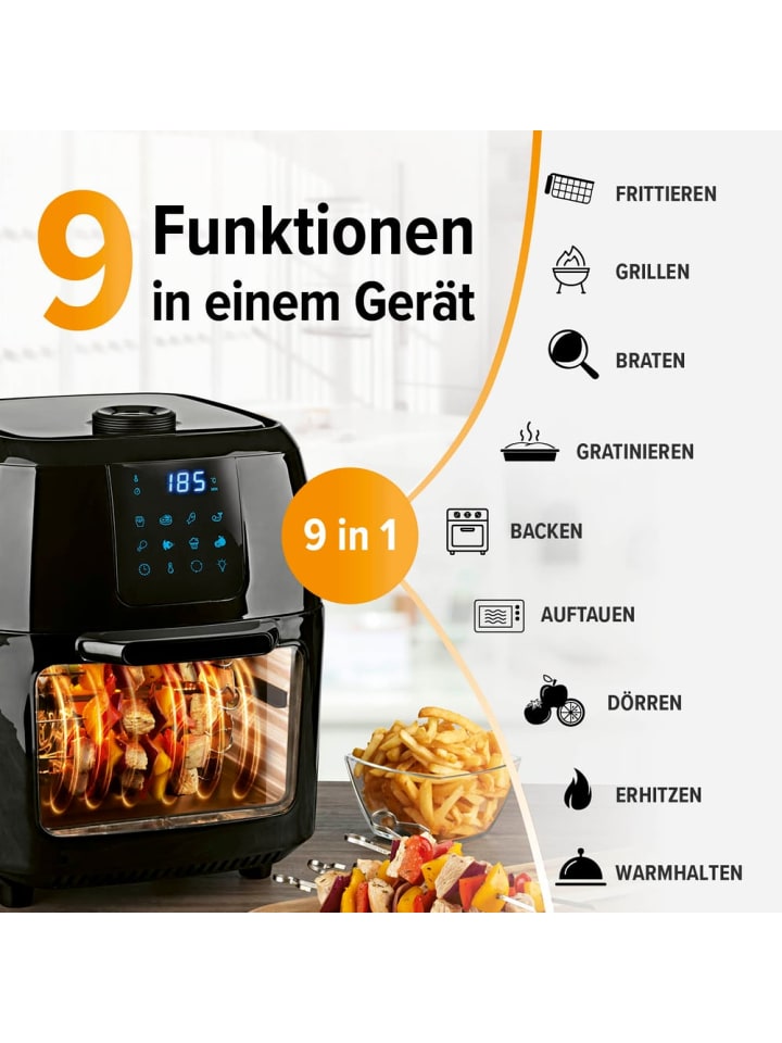 Gourmetmaxx XXL Heißluft Fritteuse Airfryer Digital Backofen fettfrei Drehgrill 9L günstig kaufen onesize