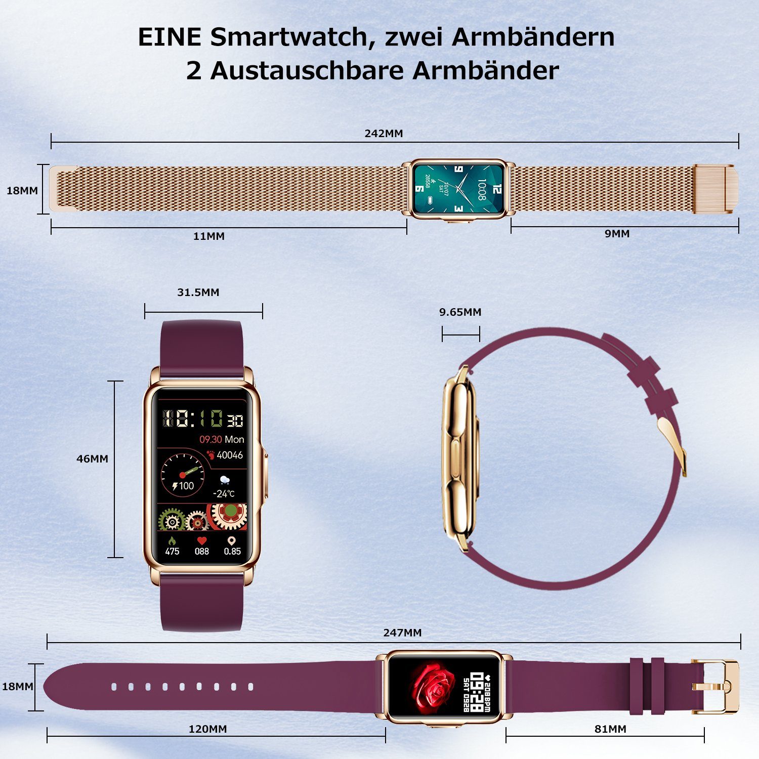 Mutoy Smartwatch, Fitness Tracker Uhr für Damen Herren, Aktivitätstracker Smartwatch (1,47