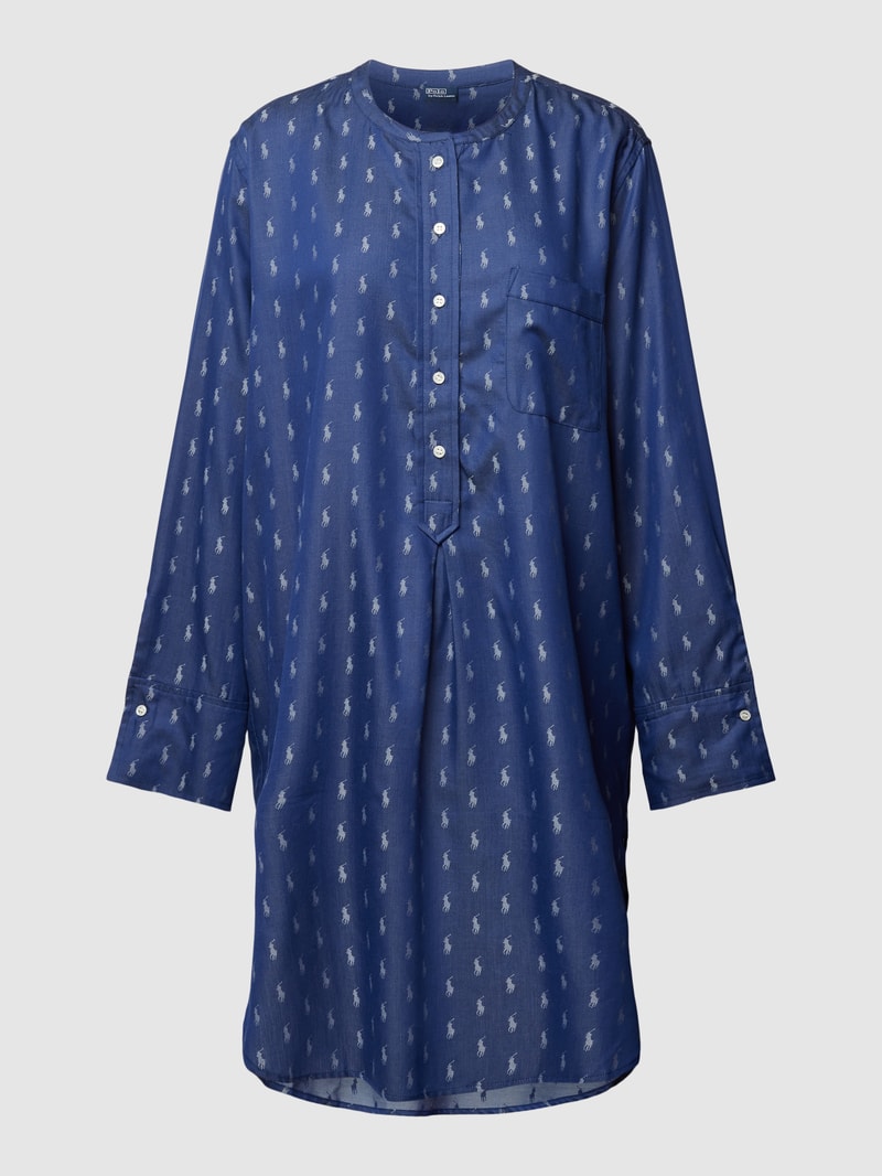 Nachthemd mit kurzer Knopfleiste Modell 'Jaquard Polo Player' in marineblau