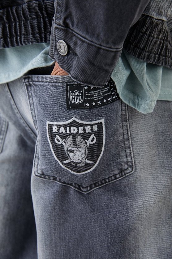 Lockere gespleißte Nfl Raiders Jeans mit Taschen