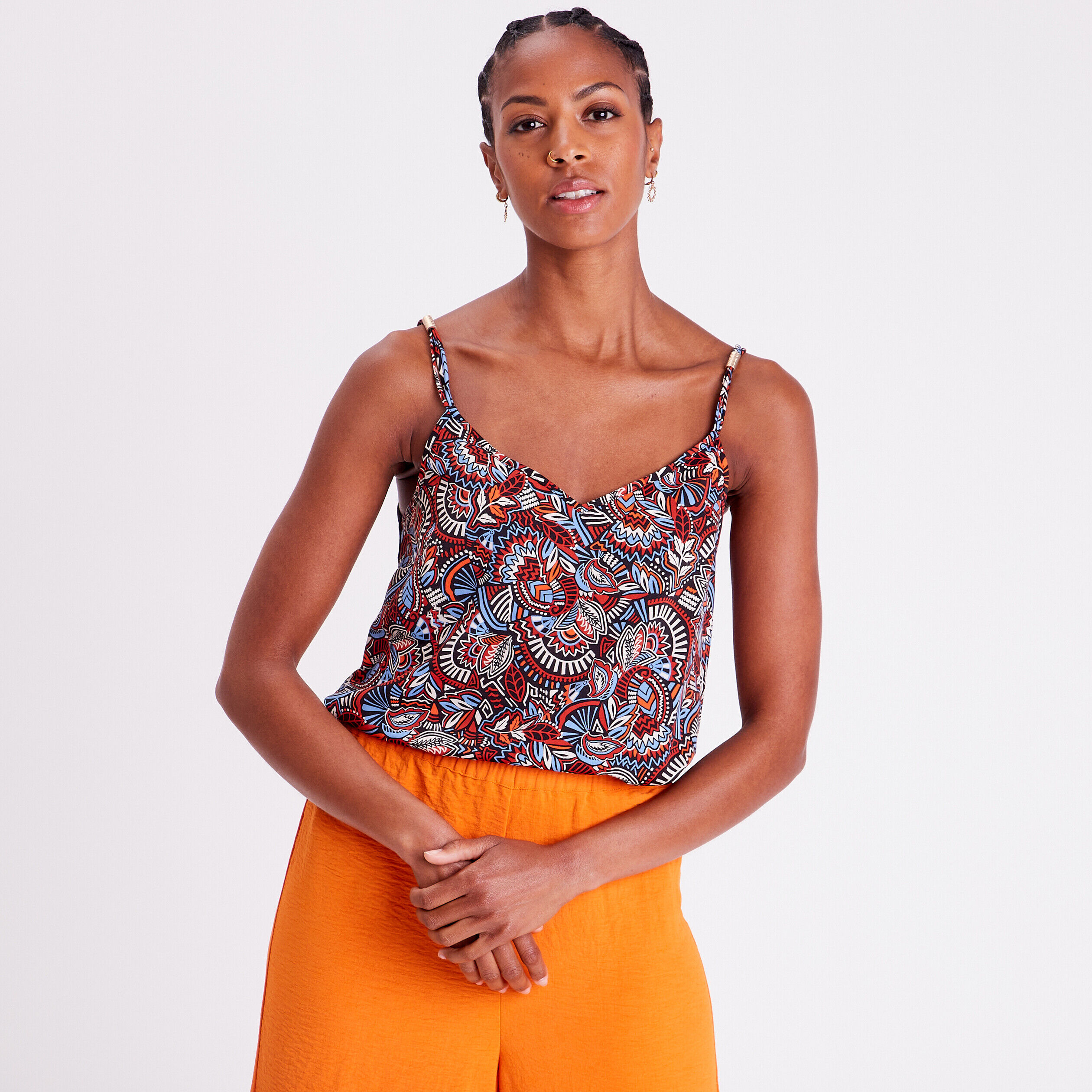 Débardeur avec détails bijoux noir femme | Cache Cache