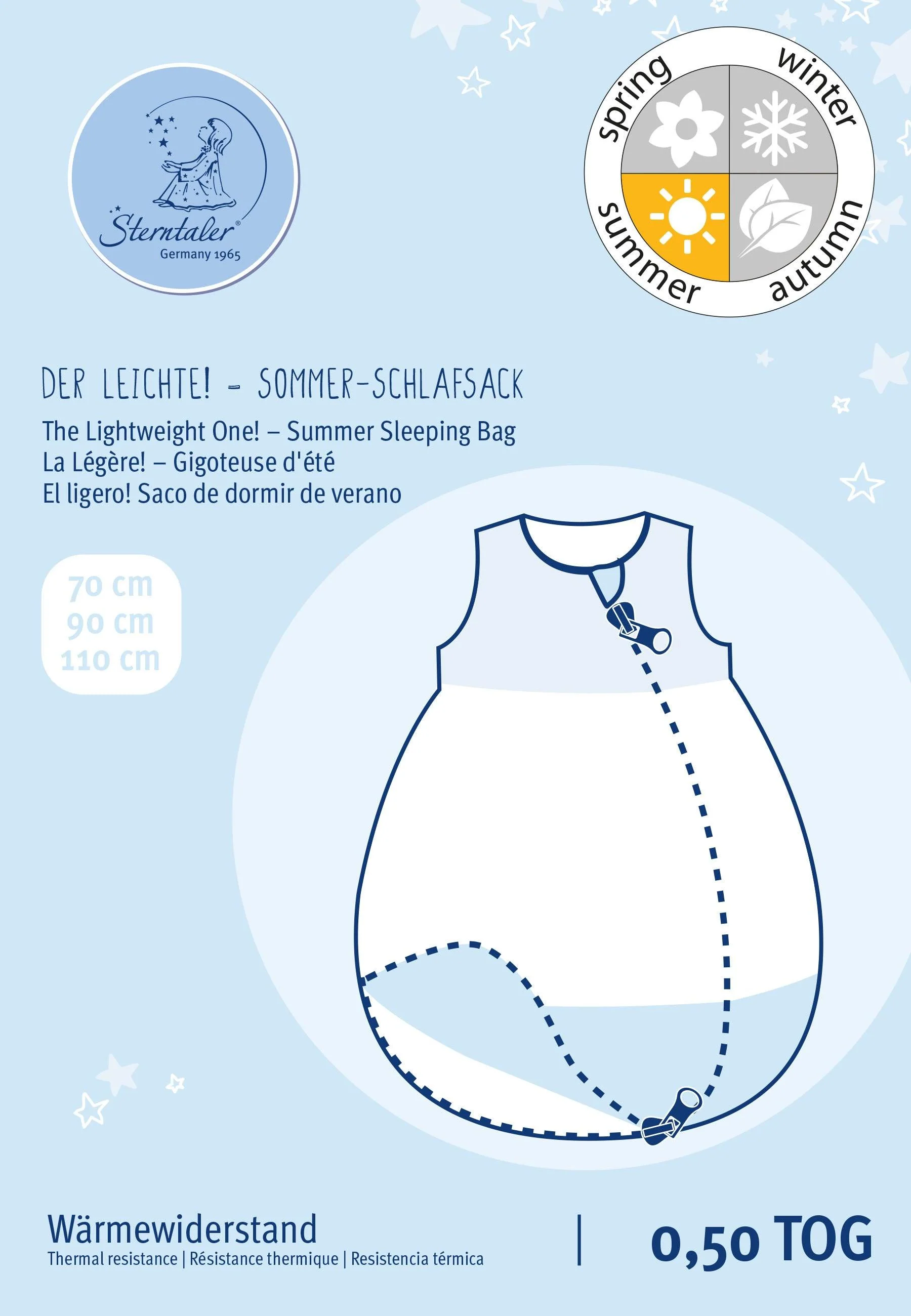 Baby-Schlafsack 50/56 Esel Emmi Girl 3,50 TOG,weiß