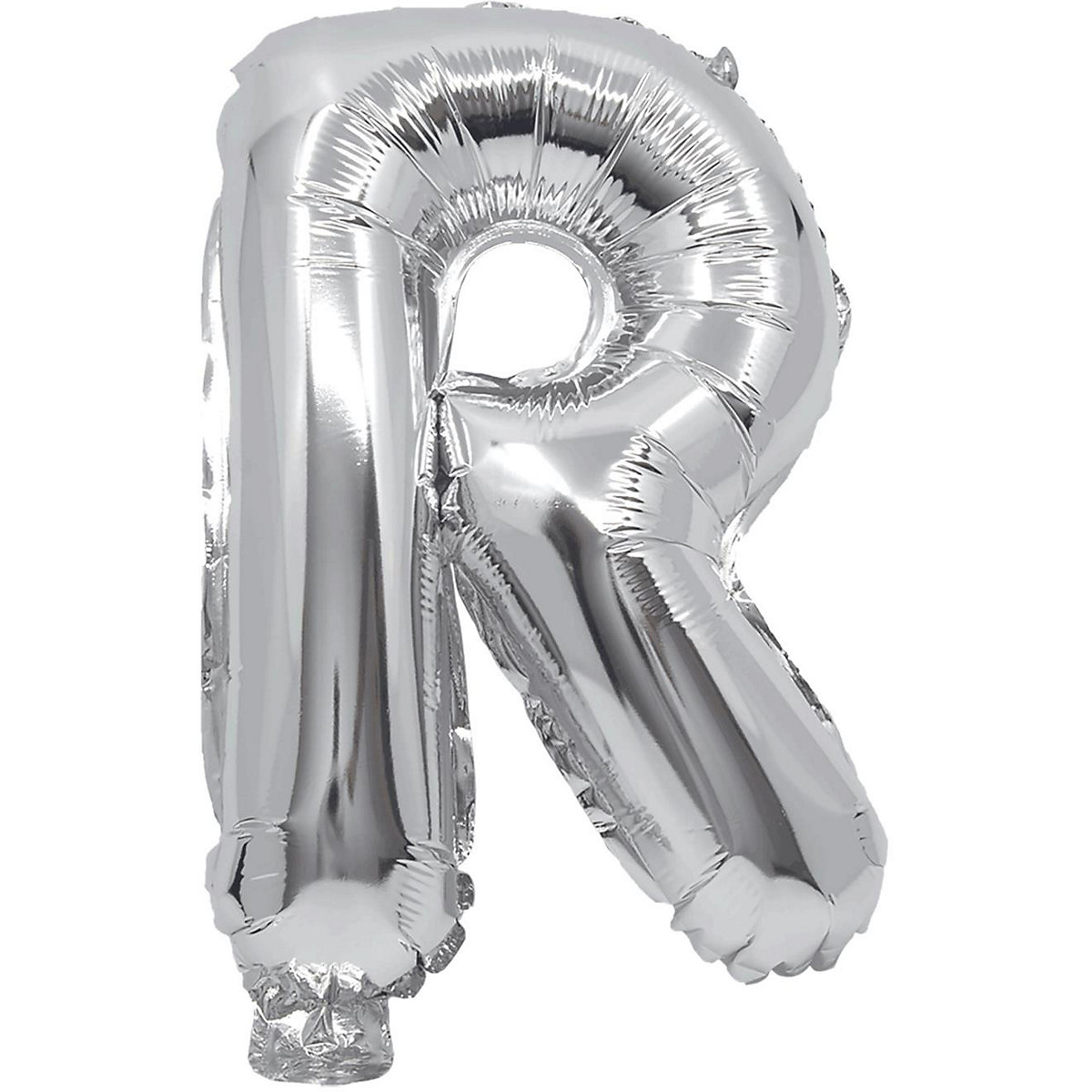 Folienballon Buchstabe R silber, 32 cm, inkl. Pustehalm