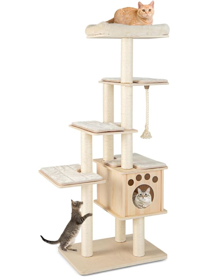 COSTWAY 6-stöckiger Kratzbaum 170cm in Beige günstig kaufen onesize