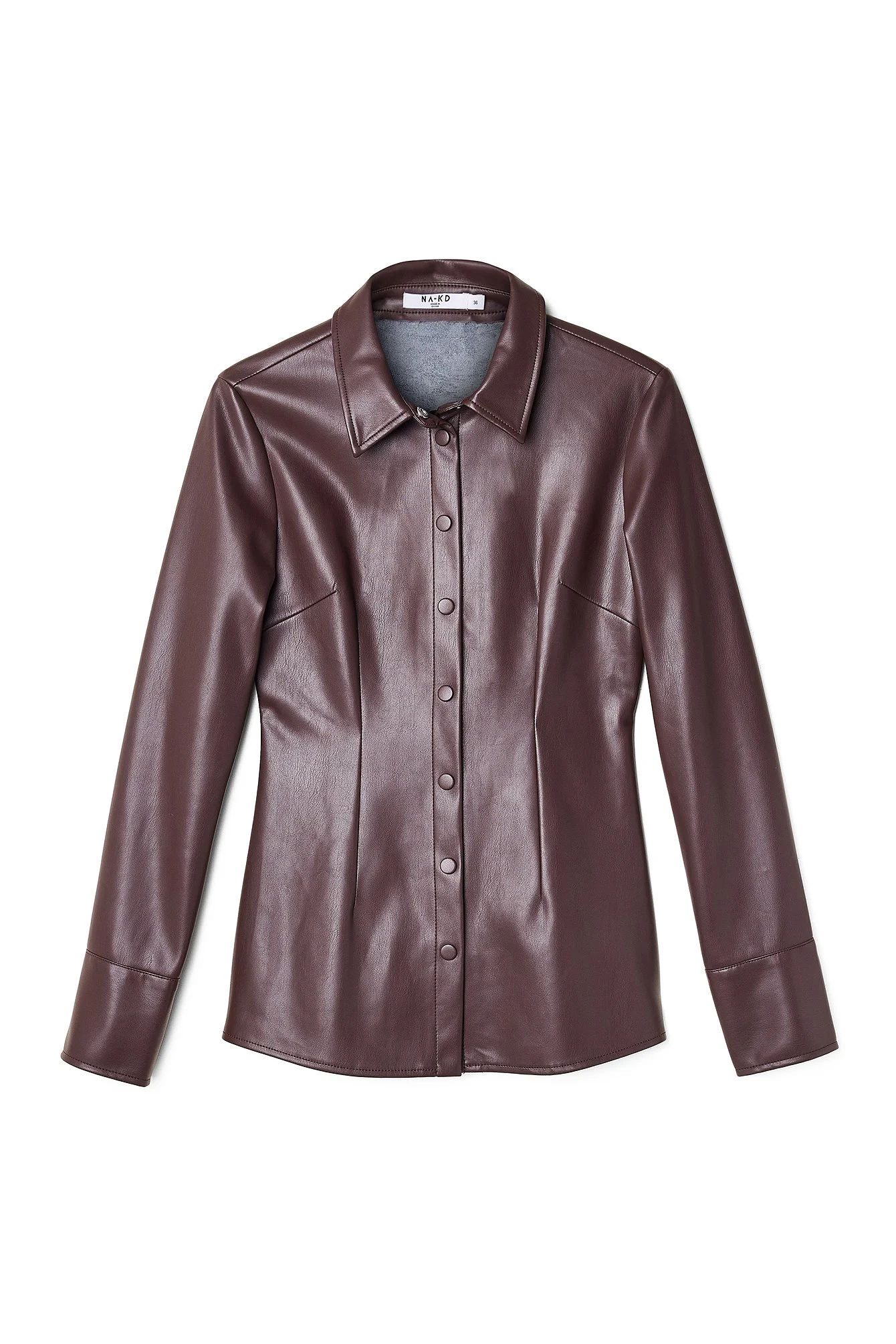 Knöpfbare PU-Hemdbluse mit enger Passform