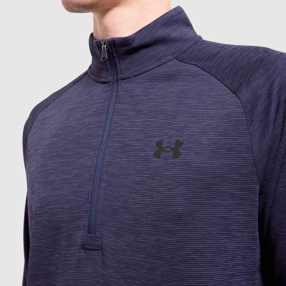 Under Armour tech texturált félcipzáras pulóver sötétkék színben