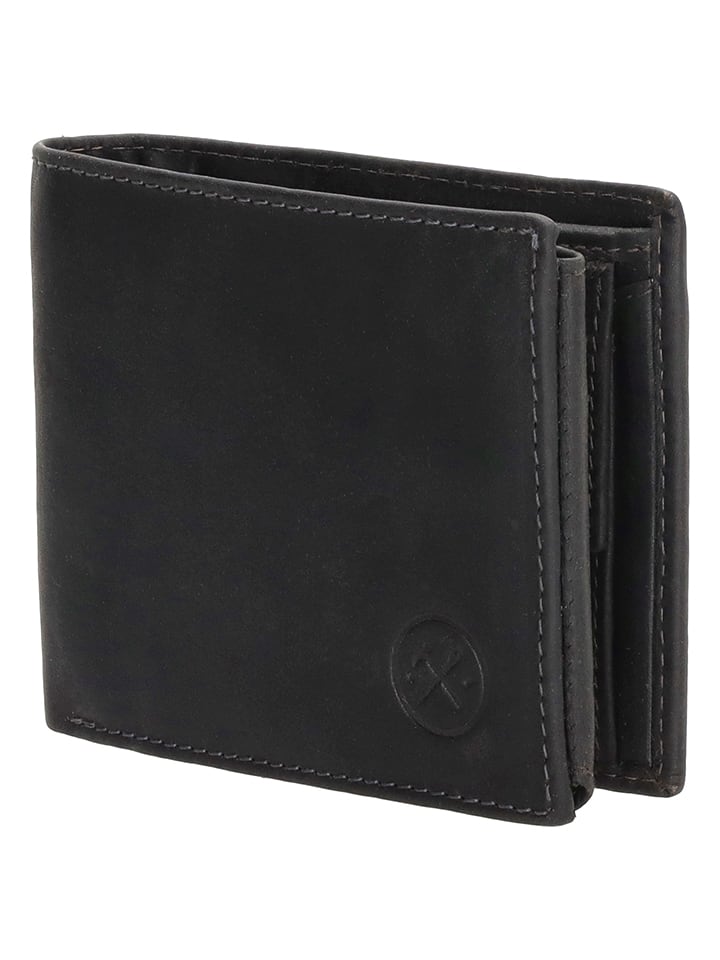 HIDE & STITCHES Leder-Geldbörse in Schwarz - (B)8,5 x (H)10 x (T)1,5 cm günstig kaufen onesize