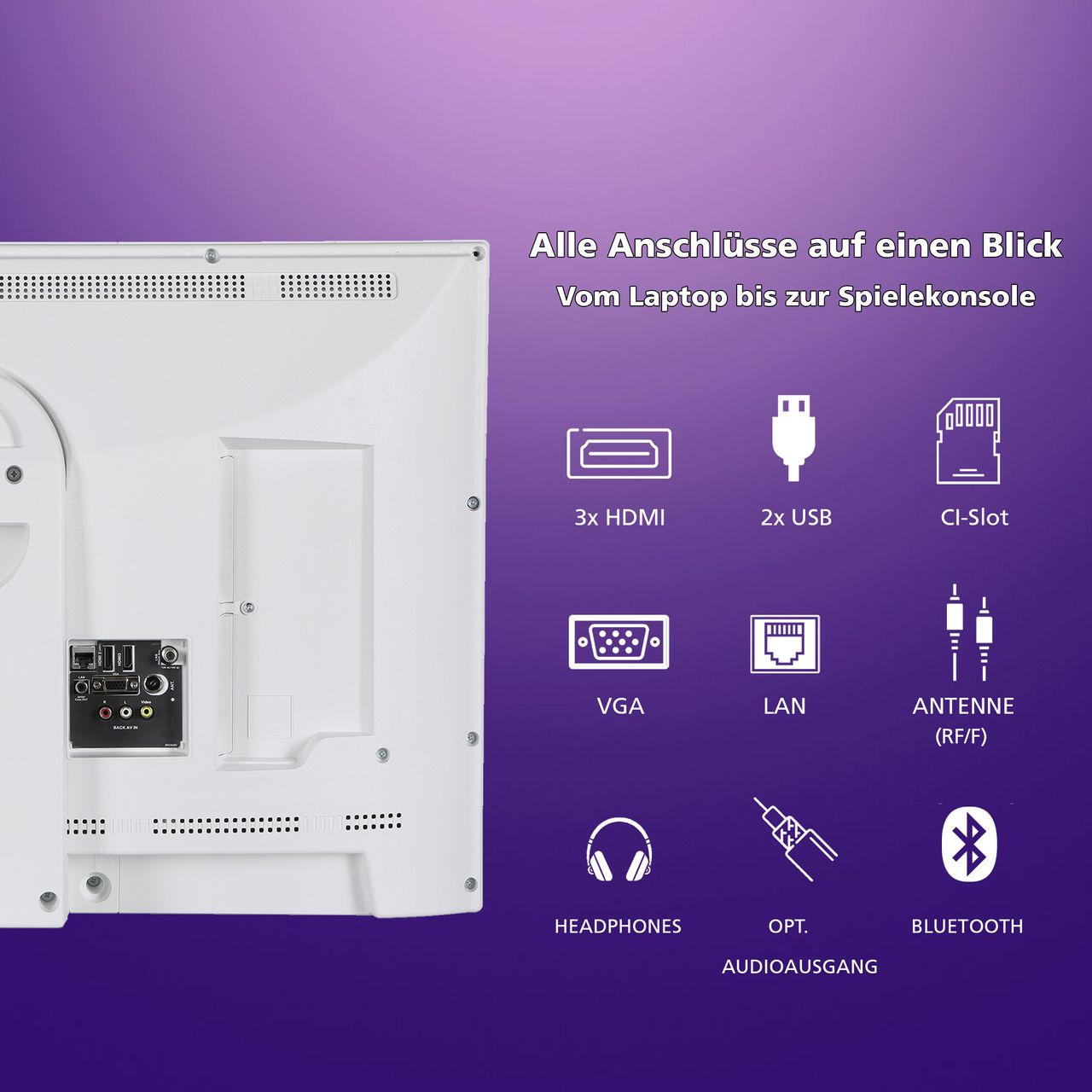 JVC LT-32VHP256W 32 Zoll Fernseher tragbar (HD Smart TV, Triple-Tuner, Bluetooth) inkl. 6 Monate HD
