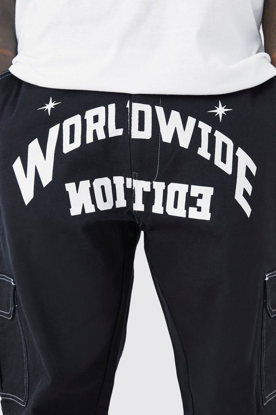 Lockere Cargohose mit Worldwide-Print