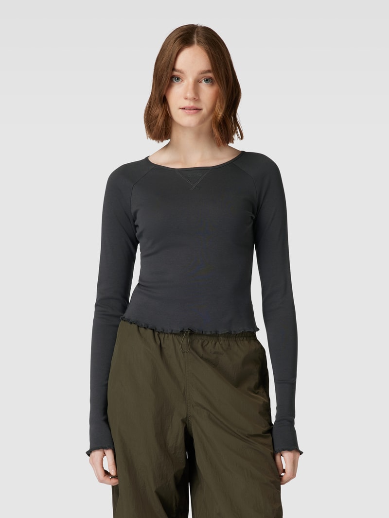 Cropped Longsleeve mit Wellensaum in anthrazit