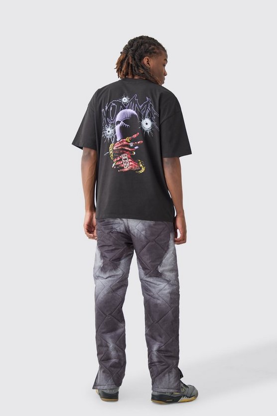 Oversize T-Shirt mit Masken-Print