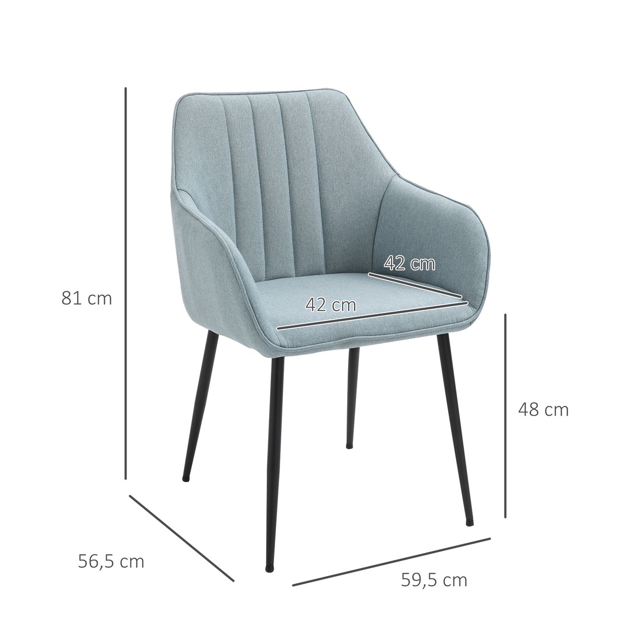 HOMCOM 2-teiliger Esszimmerstühle Essstühle Blau 59,5 x 56,5 x 81 cm