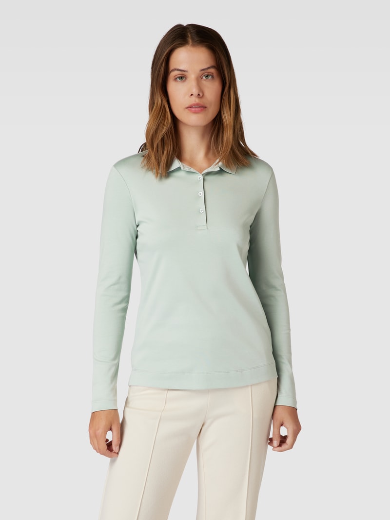 Longsleeve mit Polokragen in schilf