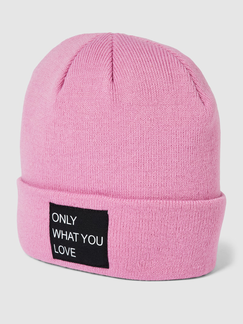 Beanie mit Statement-Patch Modell 'MADISON' in hellrosa