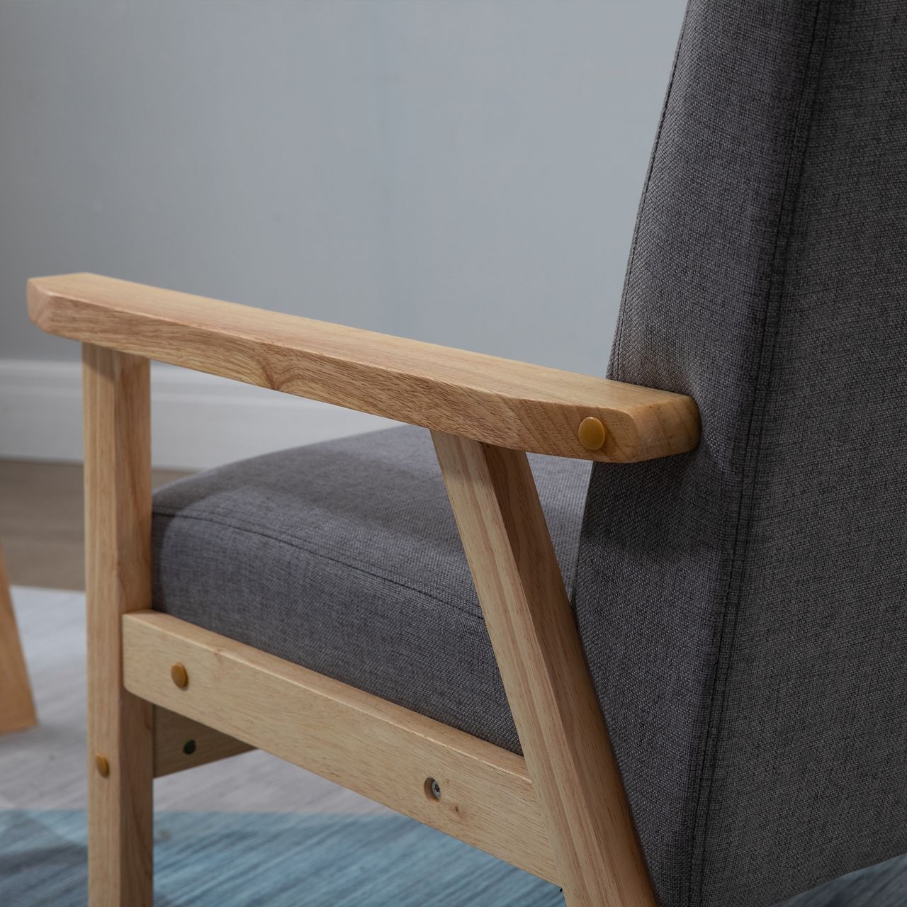 HOMCOM Ohrensessel Esszimmerstuhl mit Armlehnen Loungesessel Relaxsessel Grau
