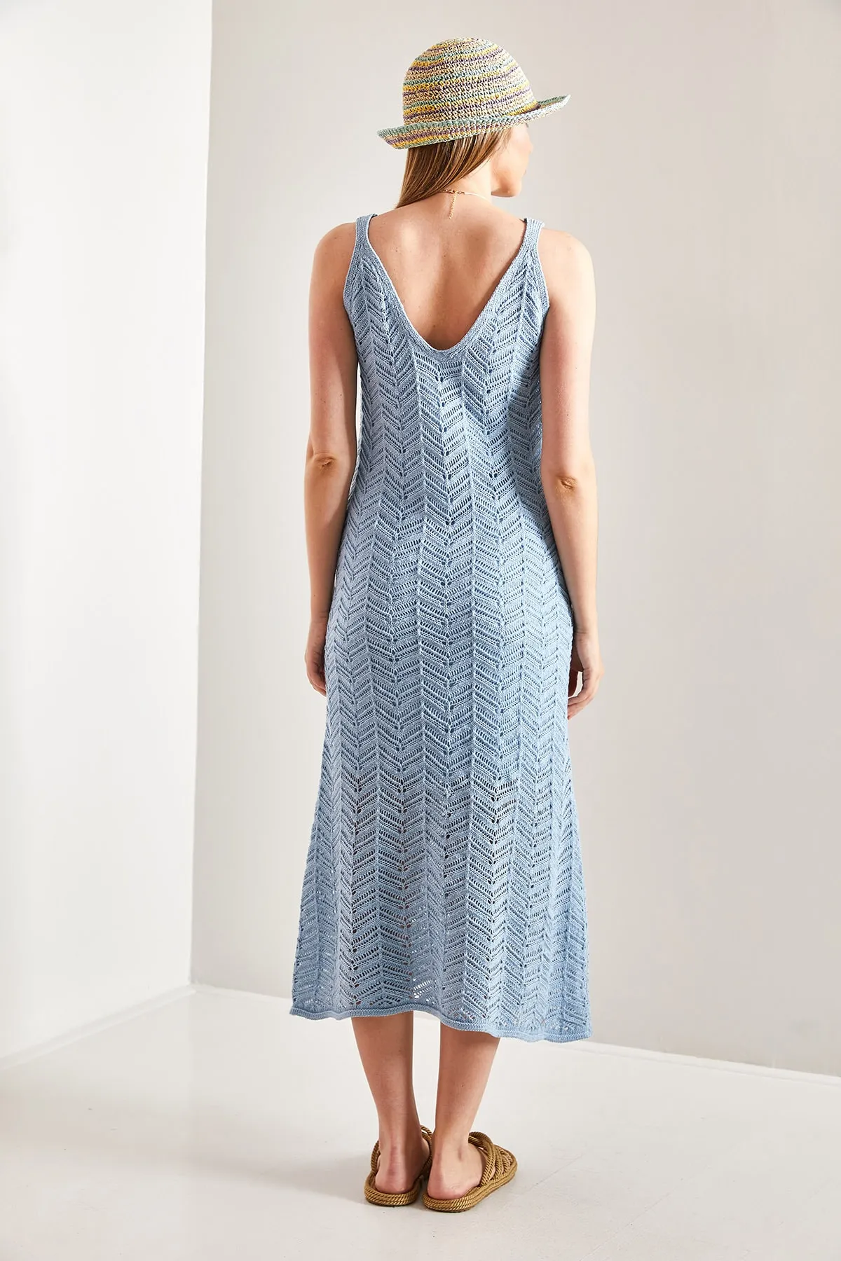 Bianco Lucci  Durchbrochenes Sommer-Strickkleid mit Trägern für Damen