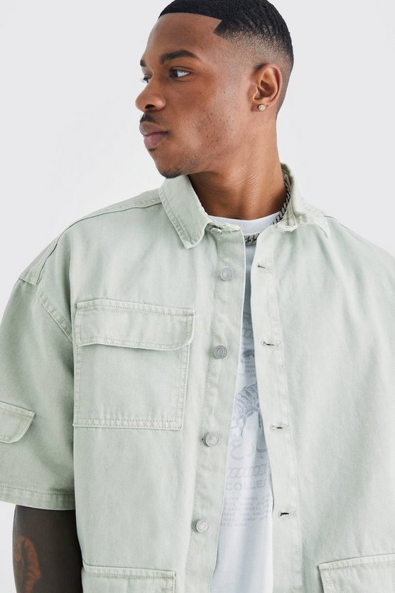 Kastiges Cargo-Jeanshemd