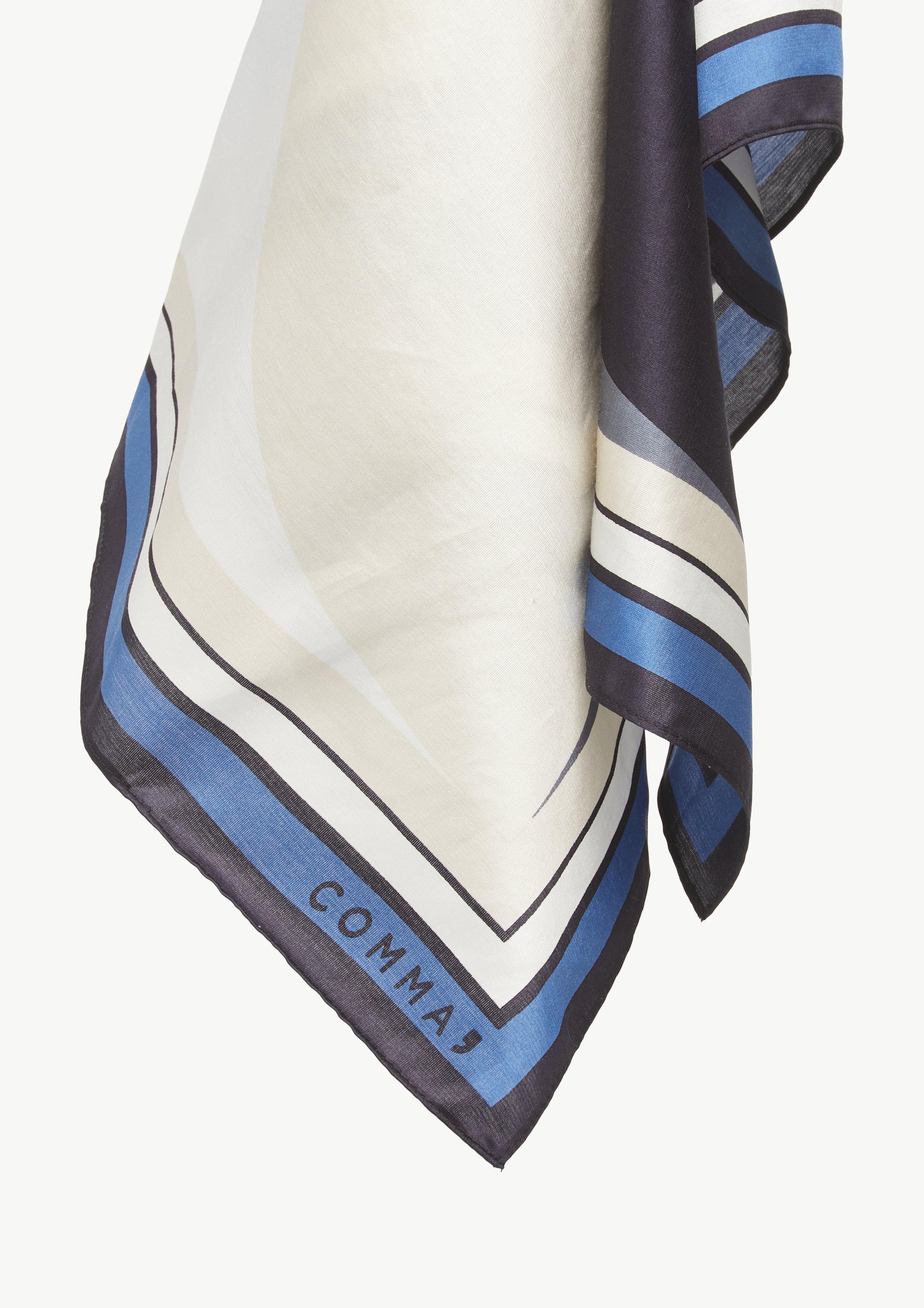 Tuch mit platziertem Print aus Seidenmix - royalblau