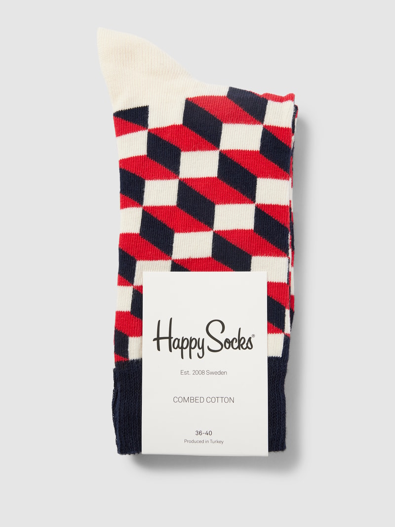 Socken mit grafischem Muster Modell 'FILLED OPTIC' in blau meliert