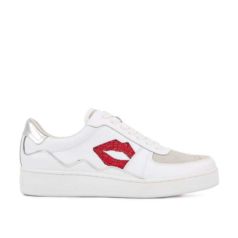 Baskets en cuir Loulou blanc rouge