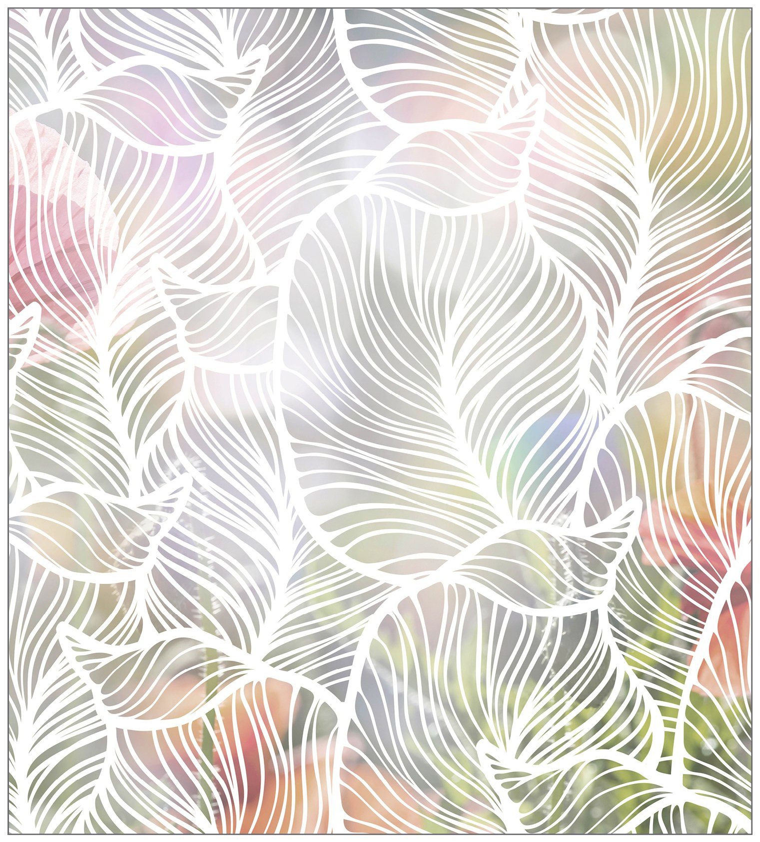 Fensterfolie Look Leaves white, MySpotti, halbtransparent, glatt, 90 x 100 cm, statisch haftend