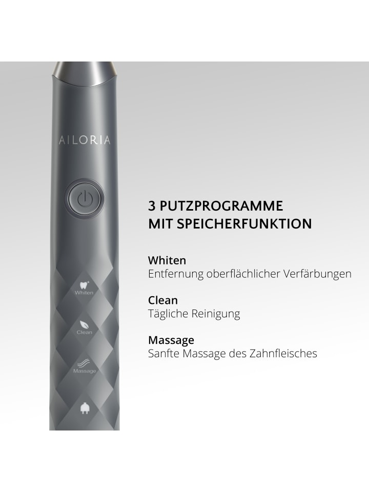 Ailoria SHINE BRIGHT USB-Schallzahnbürste in grau günstig kaufen onesize