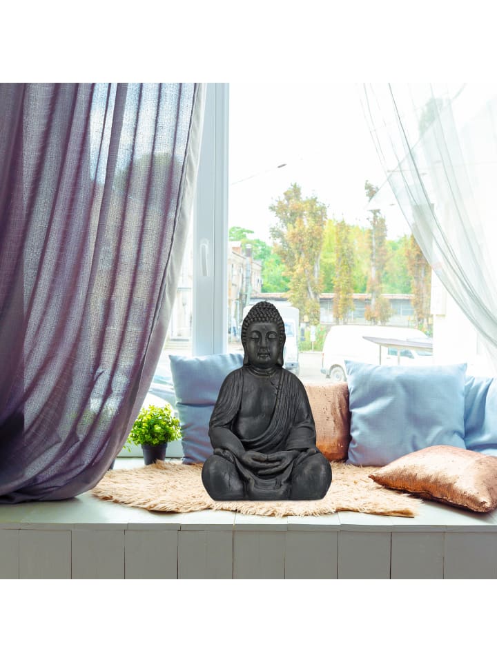 relaxdays Buddha Figur in Hellgrau - (H)50 cm günstig kaufen onesize