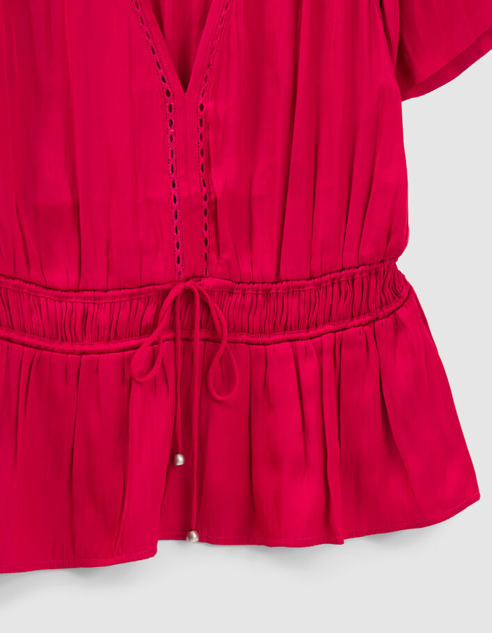 Blouse peplum fushia acidulé femme