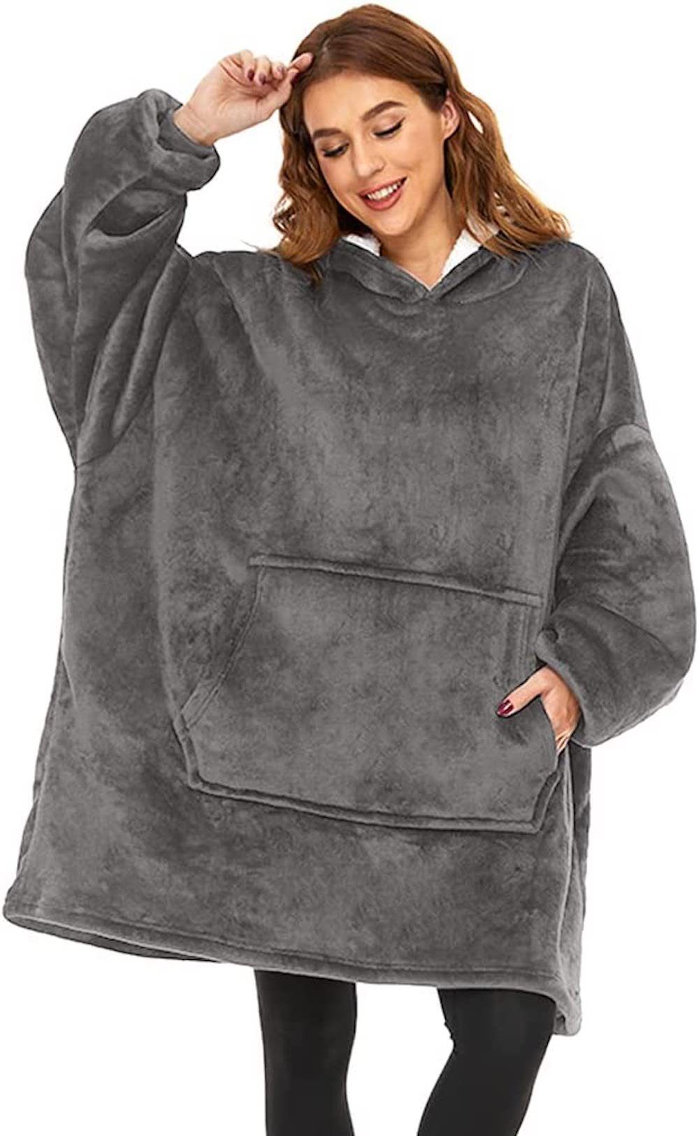 vokarala Kapuzensweatshirt Hoodie kuscheldecke damen oversize übergroßes Fleecepullover Geschenk Tragbare Decke zum Anziehen als Geschenke für Frauen Damen Männer