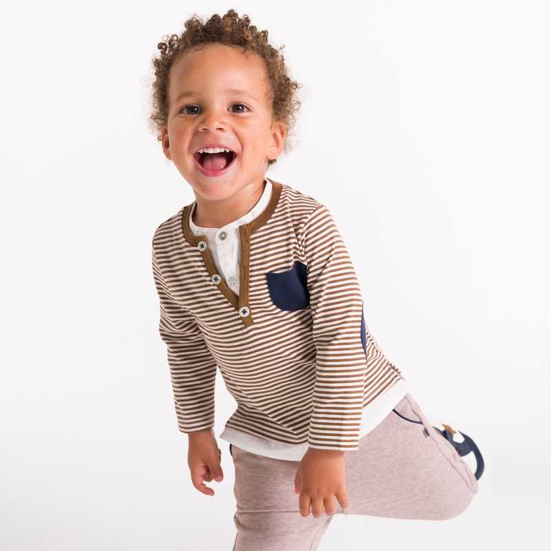 T-shirt tunisien rayé marron bébé garçon